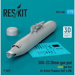 Reskit Rs72-0486 1/72 Suu 23 20mm Gun Pod Close Gun Bay For British Phantom Raf Rn 1 Pcs 3d Printed