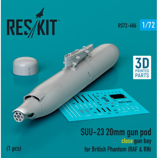 Reskit Rs72-0486 1/72 Suu 23 20mm Gun Pod Close Gun Bay For British Phantom Raf Rn 1 Pcs 3d Printed