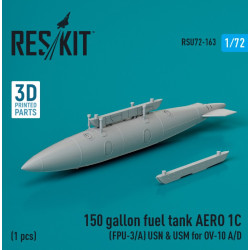 Reskit Rsu72-0163 1/72 150 Gallon Fuel Tank Aero 1c Fpu 3a Usn Usm For Ov10 Ad 1 Pcs 3d Printed