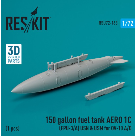 Reskit Rsu72-0163 1/72 150 Gallon Fuel Tank Aero 1c Fpu 3a Usn Usm For Ov10 Ad 1 Pcs 3d Printed