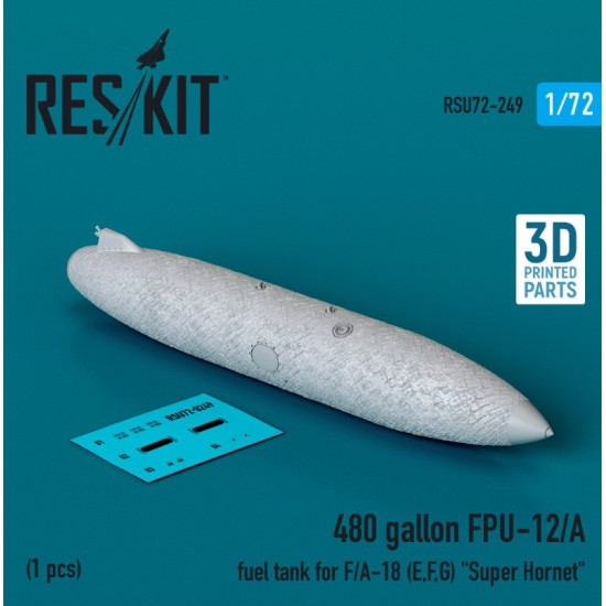 Reskit Rsu72-0249 1/72 480 Gallon Fpu 12a Fuel Tank For F A18 Efg Super Hornet 1pcs 3d Printed