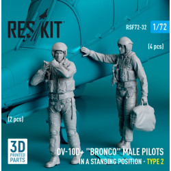 Reskit Rsf72-0032 1/72 Ov 10d Bronco Male Pilots In A Standing Position Type 2 2 Pcs 3d Printed