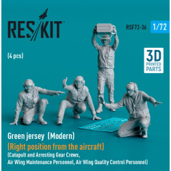 Reskit Rsf72-0036 1/72 Green Jersey Modern Right Position From The Aircraft Catapult And Arresting Gear Crews Air Wing Maintenance Personnel Air Wing Quality Control Personnel 4 Pcs 3d Printed