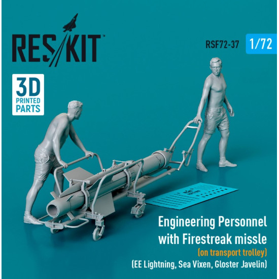 Reskit Rsf72-0037 1/72 Engineering Personnel With Firestreak Missle On Transport Trolley Ee Lightning Sea Vixen Gloster Javelin 1pcs 3d Printed