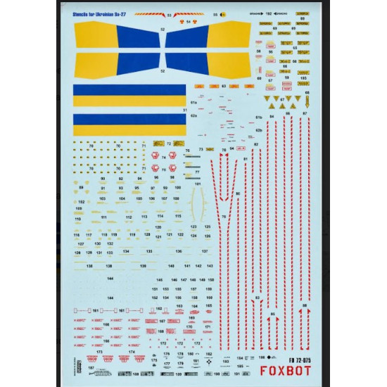 Foxbot 72-075 1/72 Stencils For Su27s P Su 27ub Ubm 1ukrainian Air Forces For Airfix Hasegawa Heller Icm Trumpeter Kits