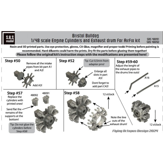 Sbs 48092 1/48 Bristol Bulldog Engine Upgrade Set With Rocker Covers For Airfix