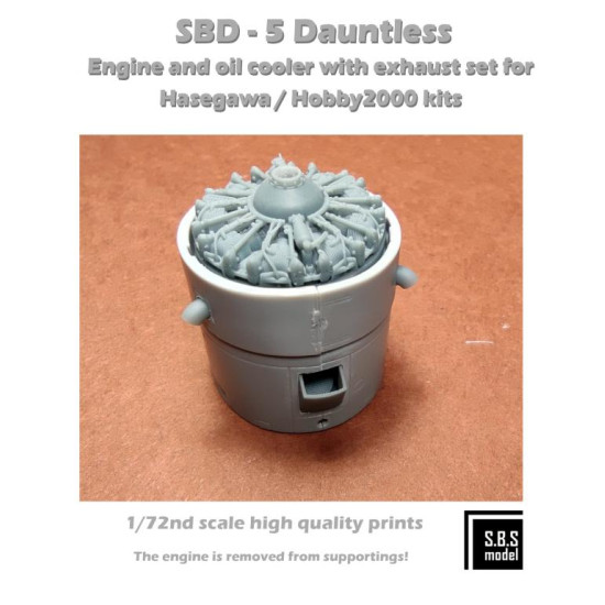 Sbs 72084 1/72 Sbd-5 Dauntless Engine And Oil Cooler With Exhaust For Hasegawa/Hobby2000 Kits