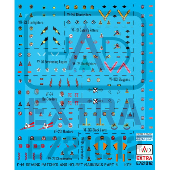 Had Models E721012 1/72 F-14 Patches And Helmet Markings Part 4 Decal Sheet