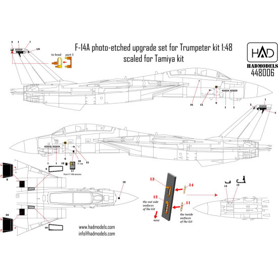 Had Models 448006 1/48 F-14 Upgrade Set For Tamiya Kit Photo-etched Part