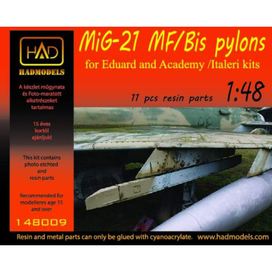 Hadmodels 148009 1/48 Mig-21 Mf/Bis Resin Pylon Set For Eduard, Academy, Italeri