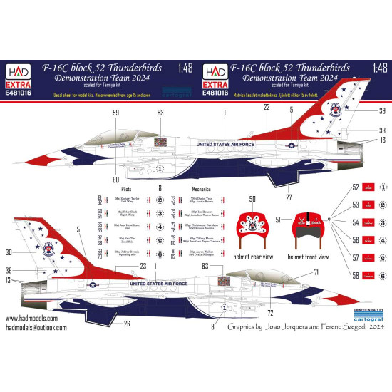 Hadmodels E481016 1/48 Decal F-16c Block 52 Thunderbirds Demonstration Team 2024