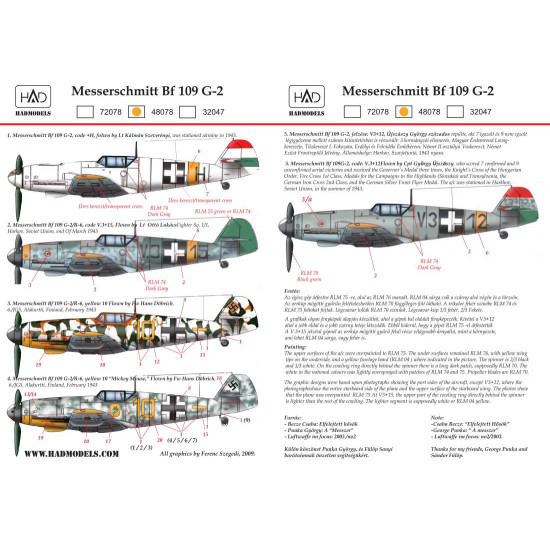 Hadmodels 48078 1/48 Decal For Messerschmitt Bf 109 G-2