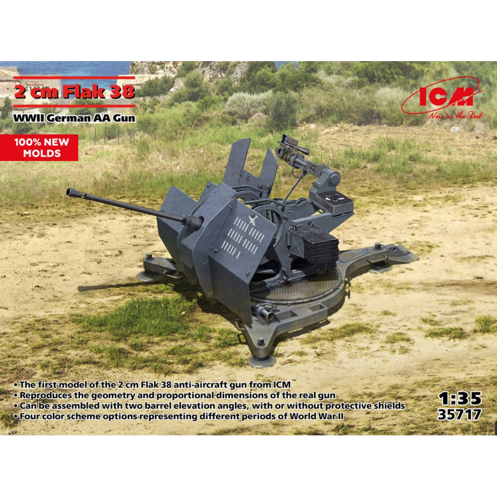 ICM 35717 1/35 Flak 38 WWII German AA Gun Plastic model kit