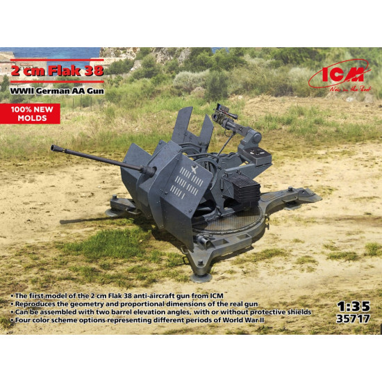 Icm 35717 1/35 Flak 38 Wwii German Aa Gun Plastic Model Kit