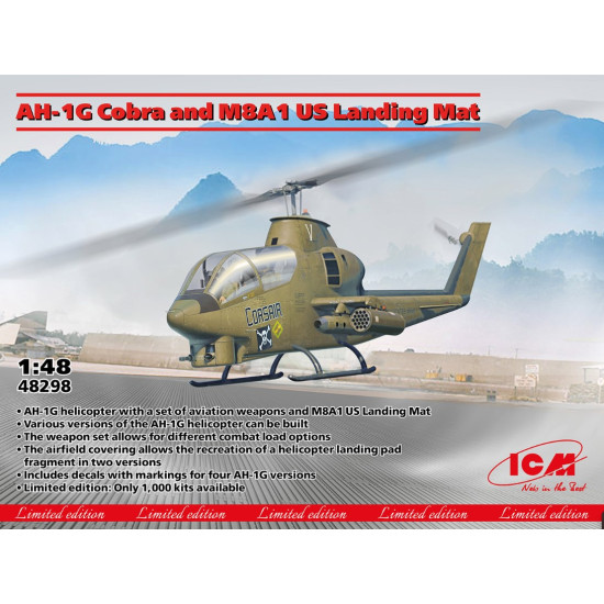 Icm 48298 1/48 Ah 1g Cobra And M8a1 Us Landing Mat Plastic Model Kit