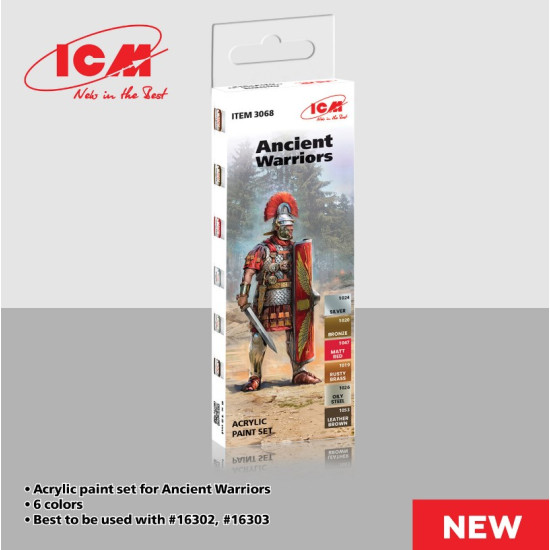 Icm 3068 Acrylic Paint Set For Ancient Warriors 6 Pcs In Kit