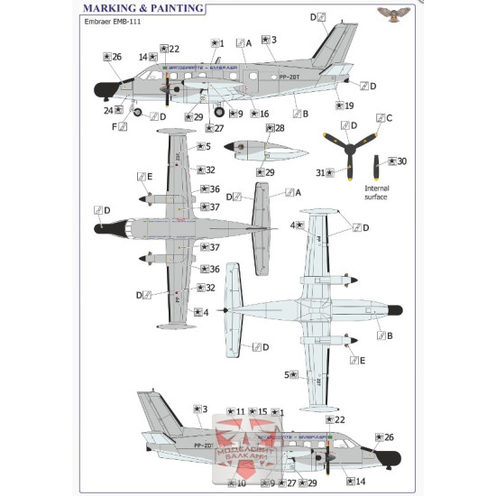 Sova Model 72051 1/72 Emb P 95b Bandeirulha Brazil Liveries Plastic Model Kit