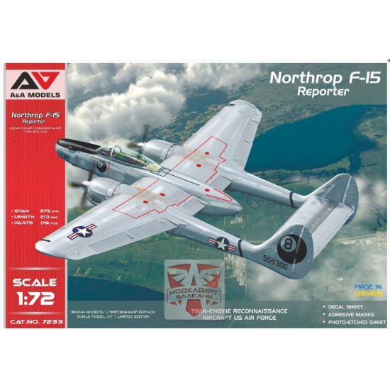 Aa Models 7233 1/72 Northrop F 15a Reporter Recon.aircraft Plastic Model Kit