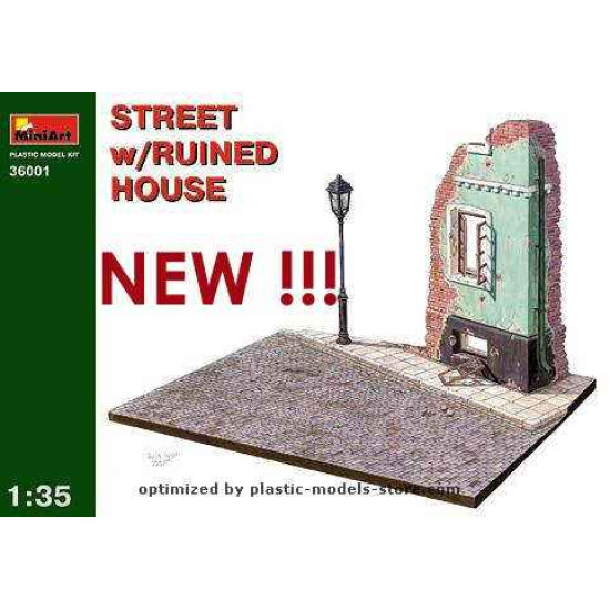 STREET with RUINED HOUSE WWII diorama Miniart 36001