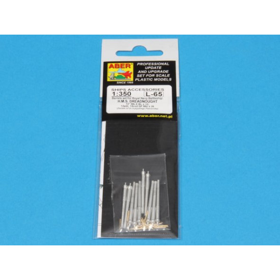 Set of barrels for H.M.S. Dreadnought battleship 1/350 Aber 350-L65 Set of barrels for H.M.S. Dreadnought battleship 1/350 Aber 350-L65