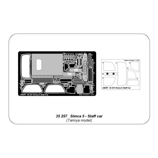 Simca 5 staff car, for Tamiya 1/35 Aber 35-257