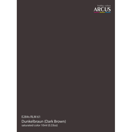 Arcus A284 Acrylic Paint Rlm 61 Dunkelbraun Dark Brown Saturated Color 10ml.