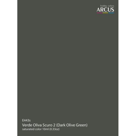 Arcus A443 Acrylic Paint Verde Oliva Scuro 2 Dark Olive Green Saturated Color 10ml.