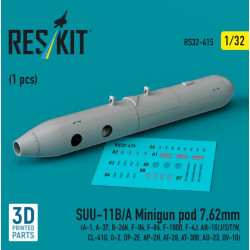 Reskit Rs32-0415 1/32 Suu 11b A Minigun Pod 7.62mm 1 Pcs A 1 A 37 B 26k F 84 F 86 F 100d F 4j Ah 1g J S T W Cl 41g O 2 Op 2e Ap 2h At 28 At 38b Au 23 Ov 10 3d Printed