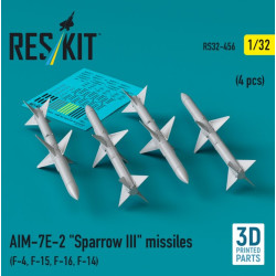 Reskit Rs32-0456 1/32 Aim 7e 2 Sparrow Iii Missiles 4 Pcs F4 F15 F16 F14 3d Printed