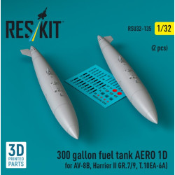 Reskit Rsu32-0135 1/32 300 Gallon Fuel Tank Aero 1d For Av 8b Harrier Ii Gr.7 9 T.10 2 Pcs 3d Printed