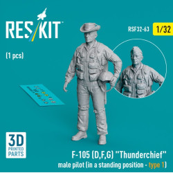 Reskit Rsf32-0063 1/32 F105 Dfg Thunderchief Male Pilot In A Standing Position Type 1 1 Pcs 3d Printed