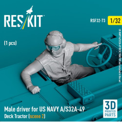 Reskit Rsf32-0073 1/32 Male Driver For Us Navy As32a 49 Deck Tractor Scene 2 1 Pcs 3d Printed