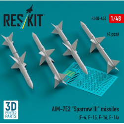 Reskit Rs48-0456 1/48 Aim 7e2 Sparrow Iii Missiles 4 Pcs F4 F15 F16 F14 3d Printed