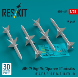 Reskit Rs48-0457 1/48 Aim 7f High Vis Sparrow Iii Missiles 4 Pcs F4 F5 F15 F16 F14 Fa 18 3d Printed