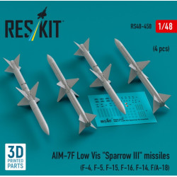 Reskit Rs48-0458 1/48 Aim 7f Low Vis Sparrow Iii Missiles 4 Pcs F4 F5 F15 F16 F14 F A 18 3d Printed