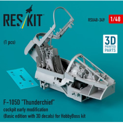 Reskit Rsu48-0349 1/48 F 105d Thunderchief Cockpit Early Modification Basic Edition With 3d Decals For Hobbyboss Kit 3d Printed