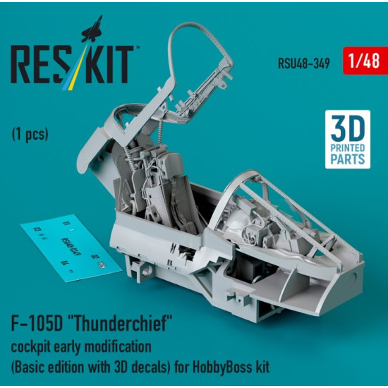 Reskit Rsu48-0349 1/48 F 105d Thunderchief Cockpit Early Modification Basic Edition With 3d Decals For Hobbyboss Kit 3d Printed