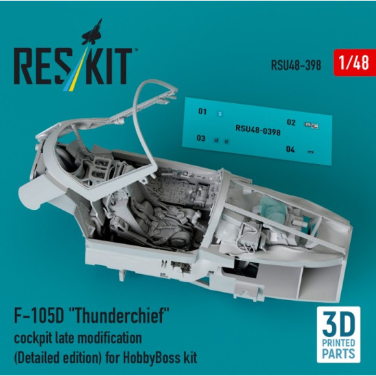 Reskit Rsu48-0398 1/48 F 105d Thunderchief Cockpit Late Modification Detailed Edition For Hobbyboss Kit 3d Printed