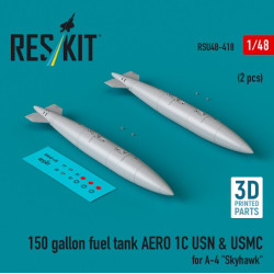 Reskit Rsu48-0418 1/48 150 Gallon Fuel Tank Aero 1c Usn Usmc 2 Pcs For A4 Skyhawk 3d Printed