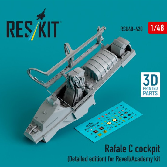 Reskit Rsu48-0420 1/48 Rafale C Cockpit Detailed Edition For Revell Academy Kit 3d Printed