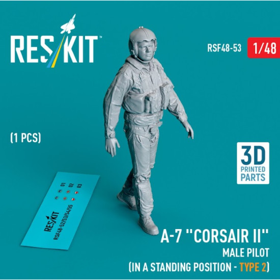 Reskit Rsf48-0053 1/48 A7 Corsair 2 Male Pilot In A Standing Position Type2 1pcs 3dprinted