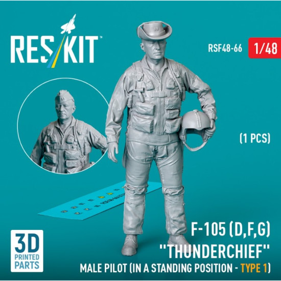 Reskit Rsf48-0066 1/48 F105 Dfg Thunderchief Male Pilot In A Standing Position Type1 1pcs 3d Printed