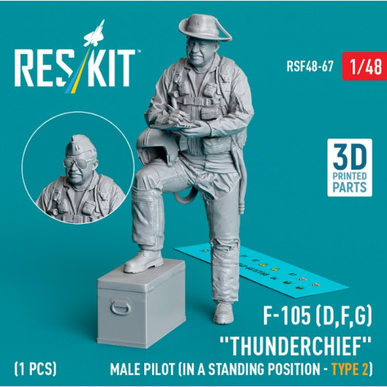 Reskit Rsf48-0067 1/48 F105 Dfg Thunderchief Male Pilot In A Standing Position Type 2 1 Pcs 3d Printed