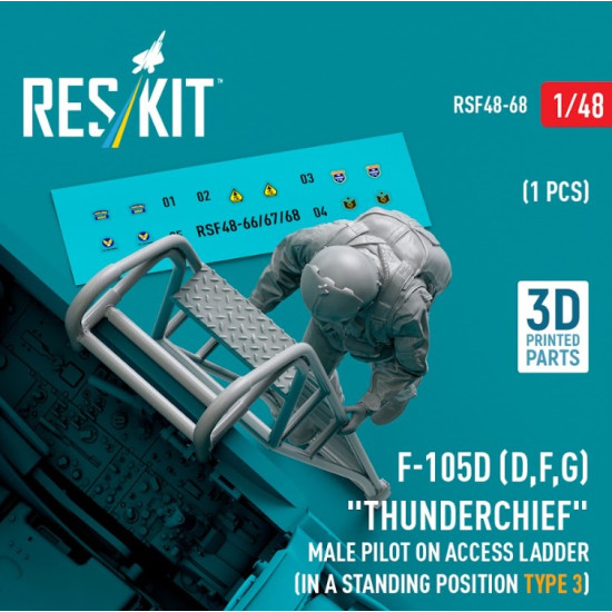 Reskit Rsf48-0068 1/48 F105 Dfg Thunderchief Male Pilot On Access Ladder In A Standing Position Type3 1pcs 3dprinted