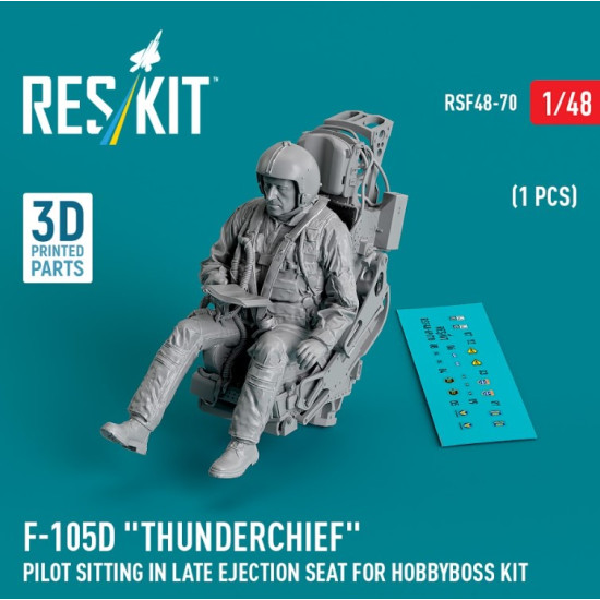 Reskit Rsf48-0070 1/48 F105d Thunderchief Pilot Sitting In Late Ejection Seat For Hobbyboss Kit 1 Pcs 3d Printed