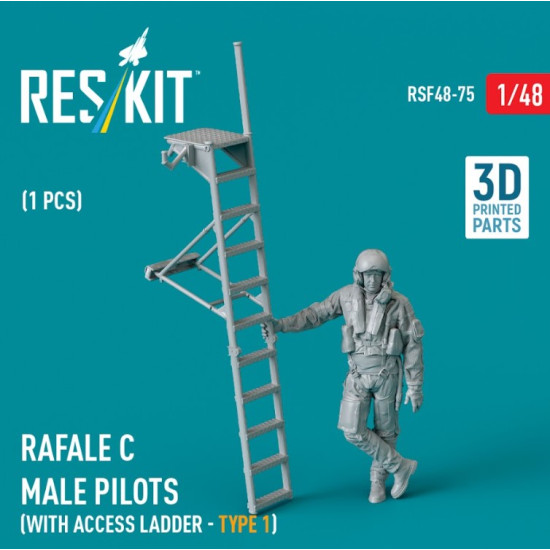 Reskit Rsf48-0075 1/48 Rafale C Male Pilot With Access Ladder Type1 1pcs 3d Printed