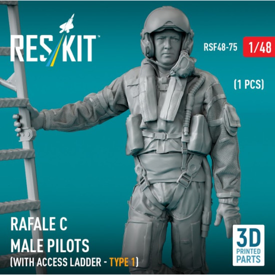 Reskit Rsf48-0075 1/48 Rafale C Male Pilot With Access Ladder Type1 1pcs 3d Printed