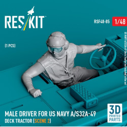 Reskit Rsf48-0085 1/48 Male Driver For Us Navy A/S32a-49 Deck Tractor Scene 2 1 Pcs 3d Printed