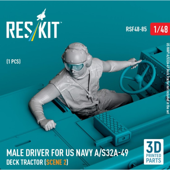 Reskit Rsf48-0085 1/48 Male Driver For Us Navy A/S32a-49 Deck Tractor Scene 2 1 Pcs 3d Printed