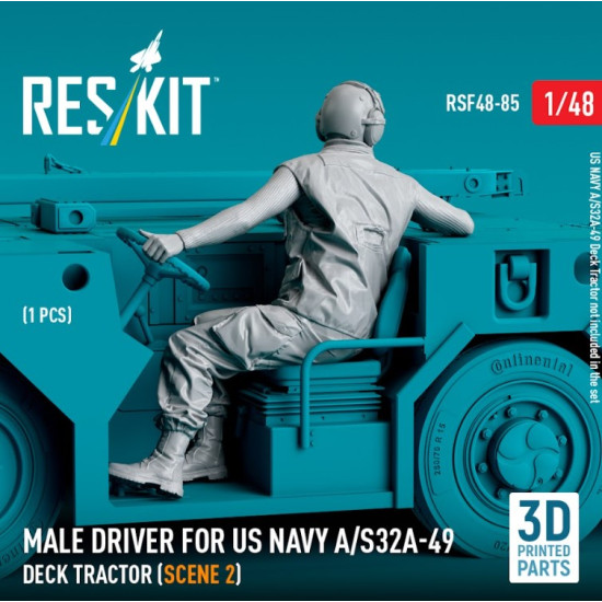 Reskit Rsf48-0085 1/48 Male Driver For Us Navy A/S32a-49 Deck Tractor Scene 2 1 Pcs 3d Printed